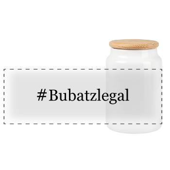 Bubatz Legal - Cannabis Hanf Hashtag Schwarz - Panorama Keksdose mit Holzdeckel - Weiß - Vorne