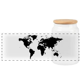 carte du monde - Boîte à biscuits avec couvercle en bois - blanc - Devant