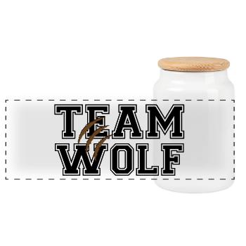 Werwolf / Halloween: Team Wolf - Panorama Keksdose mit Holzdeckel - Weiß - Vorne