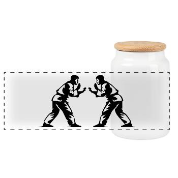 Jiu-jitsu - Panoramic Cookie Jar with Wooden Lid - white - Front