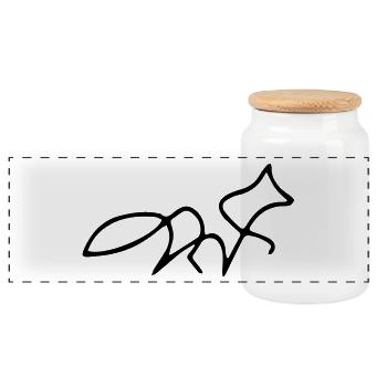 Fox oneline - Panoramic Cookie Jar with Wooden Lid - white - Front