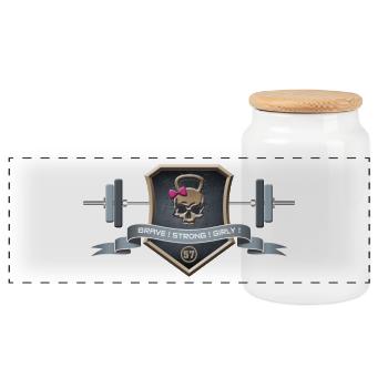 Logo Brave Strong Girly - Boîte à biscuits avec couvercle en bois - blanc - Devant