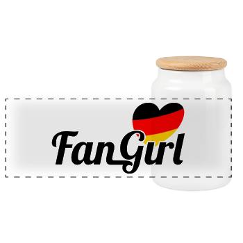 Fan Girl Herz Deutschland Weltmeister Geschenk - Panorama Keksdose mit Holzdeckel - Weiß - Vorne