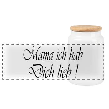 Mama ich hab Dich lieb Geburtstag Geschenk Baby - Panorama Keksdose mit Holzdeckel - Weiß - Vorne