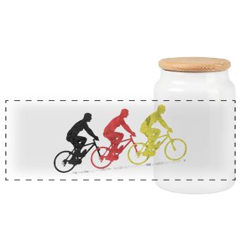 Deutschland Fahrrad Fahrradfahren Bicycle - Panorama Keksdose mit Holzdeckel - Weiß - Vorne