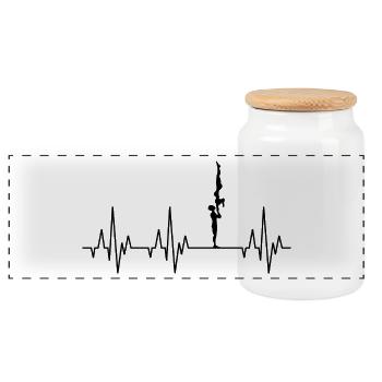 Herzschlag EKG Gymnastik Turnen Akrobatik Sport - Panorama Keksdose mit Holzdeckel - Weiß - Vorne