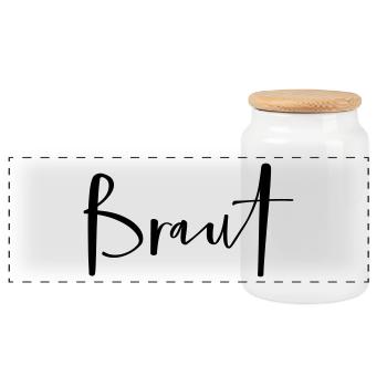 Bride hen party gift - Panoramic Cookie Jar with Wooden Lid - white - Front