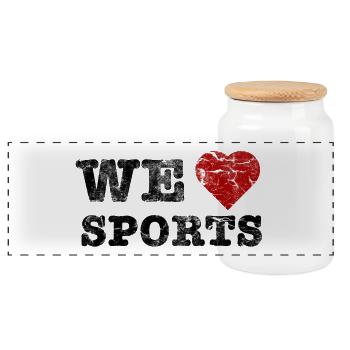 we_love_sports_vintage - Panoramic Cookie Jar with Wooden Lid - white - Front