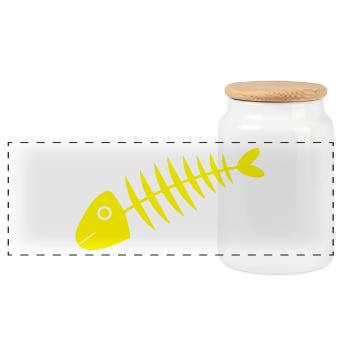 Poisson jaune Poisson comique - Boîte à biscuits avec couvercle en bois - blanc - Devant