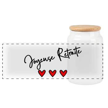 RETRAITE. BONNE RETRAITE. JOYEUSE RETRAITE - Boîte à biscuits avec couvercle en bois - blanc - Devant