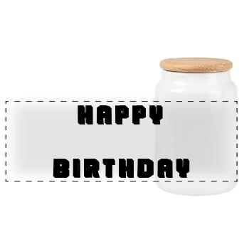 HAPPY BIRTHDAY. JOYEUX ANNIVERSAIRE. ANNIVERSAIRE. - Boîte à biscuits avec couvercle en bois - blanc - Devant
