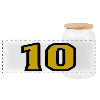 10. 10 YEARS. 10th ANNIVERSARY. 10 YEAR ANNIVERSARY. - Panoramic Cookie Jar with Wooden Lid - white - Front