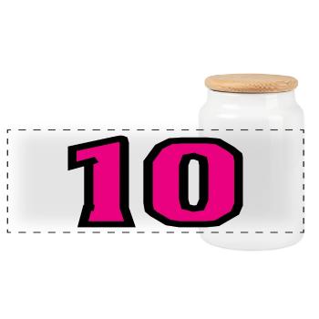 10. 10 YEARS. 10th ANNIVERSARY. 10 YEAR ANNIVERSARY. - Panoramic Cookie Jar with Wooden Lid - white - Front