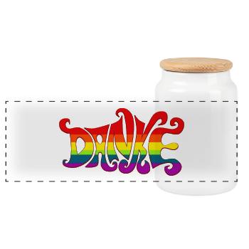 Thank you rainbow diversity sixties colorful gratitude - Panoramic Cookie Jar with Wooden Lid - white - Front