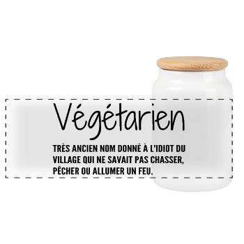 Definition: Vegetarian, Humor - Panoramic Cookie Jar with Wooden Lid - white - Front