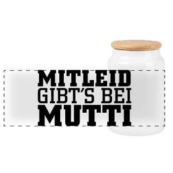 Mitleid gib's bei Mutti - Panorama Keksdose mit Holzdeckel - Weiß - Vorne