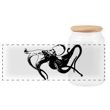 Oktopus Kraken Kopffüßer - Panoramic Cookie Jar with Wooden Lid - white - Front