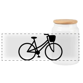 Damenfahrrad | Fahrrad | Lady's bicycle | Bicycle - Panoramic Cookie Jar with Wooden Lid - white - Front
