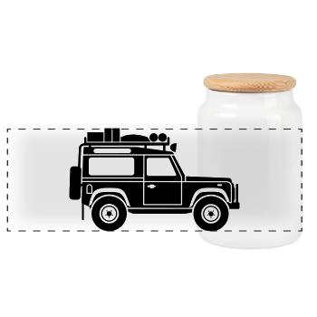 Defender D90 Expedition - Panorama Keksdose mit Holzdeckel - Weiß - Vorne