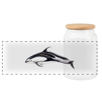 White flank dolphin - Lagénorhynque - Lag - Panoramic Cookie Jar with Wooden Lid - white - Front