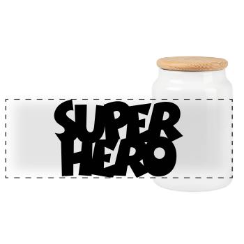 SUPERHERO - Panoramic Cookie Jar with Wooden Lid - white - Front