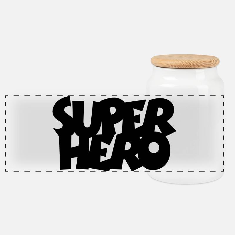SUPERHERO - Boîte à biscuits avec couvercle en bois - blanc