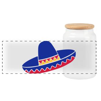 Sombrero Azul de Fiesta - Panoramic Cookie Jar with Wooden Lid - white - Front