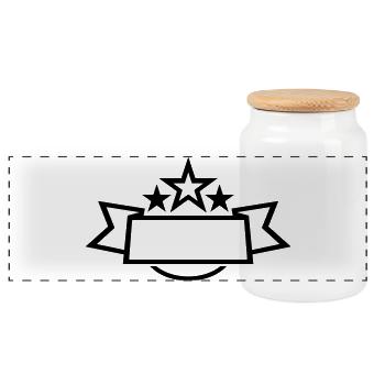 sterne banner - Panorama Keksdose mit Holzdeckel - Weiß - Vorne
