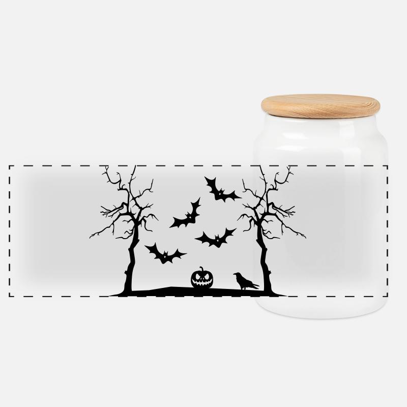 Halloween - Panorama Keksdose mit Holzdeckel - Weiß