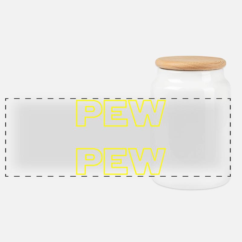 Eine neue Pew Pew - Panorama Keksdose mit Holzdeckel - Weiß