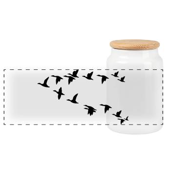 Vogelschwarm flock of birds - Panorama Keksdose mit Holzdeckel - Weiß - Vorne