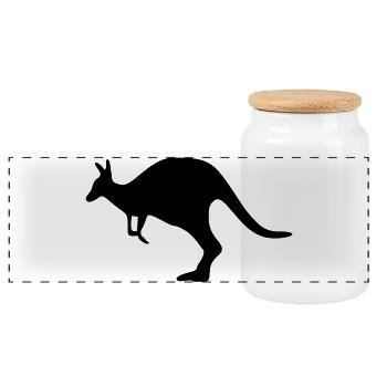 Känguru kangaroo Australien - Panorama Keksdose mit Holzdeckel - Weiß - Vorne