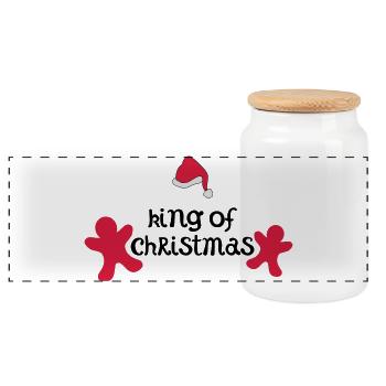noël roi - Boîte à biscuits avec couvercle en bois - blanc - Devant