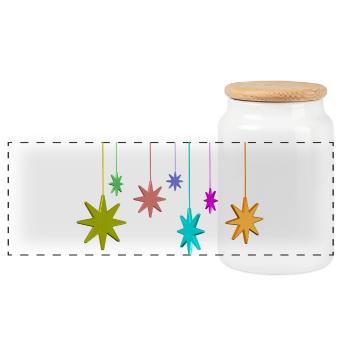 étoile de Noël - Boîte à biscuits avec couvercle en bois - blanc - Devant