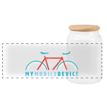 Fixie - My Mobile Device is my Single Speed Bike - Panoramic Cookie Jar with Wooden Lid - white - Front
