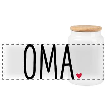 Oma Herz - Geschenk Muttertag Enkel Liebe - Panorama Keksdose mit Holzdeckel - Weiß - Vorne