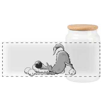 Bonne loup gris - Boîte à biscuits avec couvercle en bois - blanc - Devant