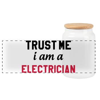 Electricien / Electricité / Travail / Métier / Job - Boîte à biscuits avec couvercle en bois - blanc - Devant
