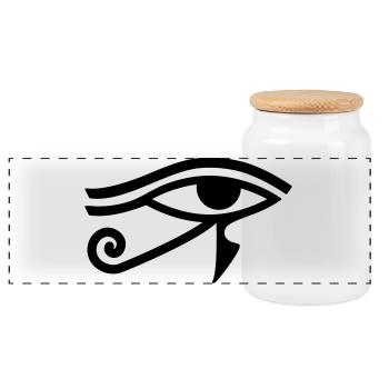 Horusauge Eye of Horus Egyptian Hieroglyph - Panoramic Cookie Jar with Wooden Lid - white - Front