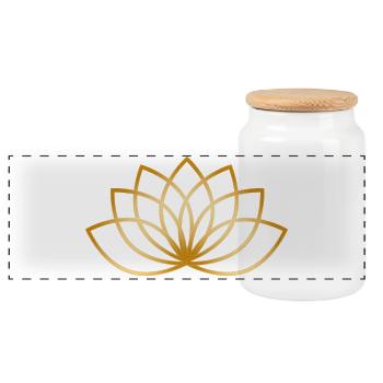 filigranes fleurs dorées stylisées symbole - Boîte à biscuits avec couvercle en bois - blanc - Devant