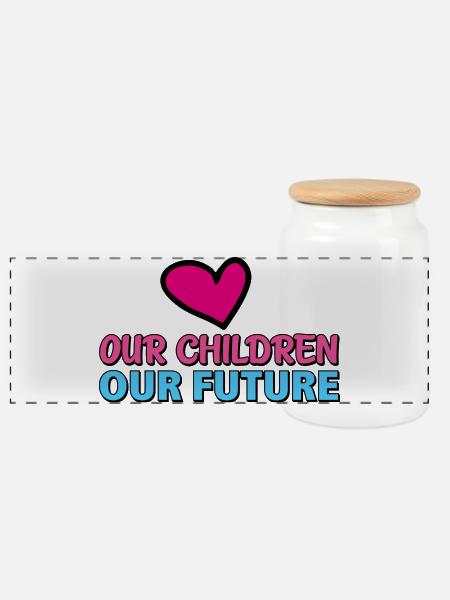our children our future 2 - Panorama Keksdose mit Holzdeckel - Weiß
