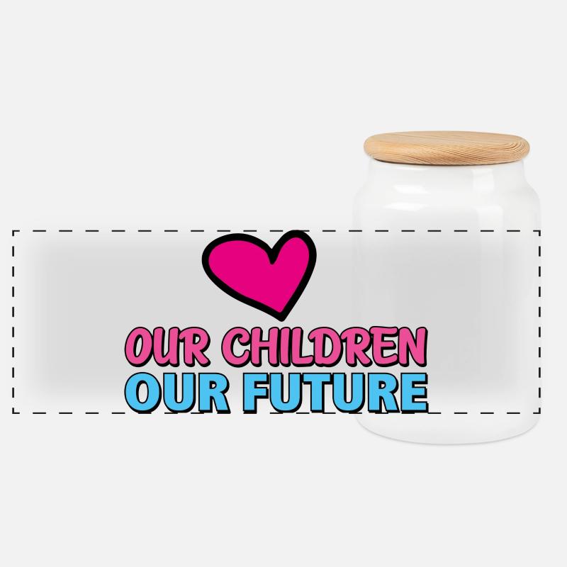our children our future 2 - Panorama Keksdose mit Holzdeckel - Weiß