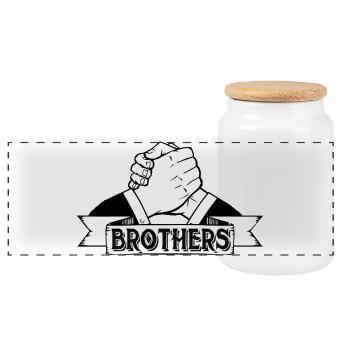 frère frère ami copain épais bro brudi bros - Boîte à biscuits avec couvercle en bois - blanc - Devant