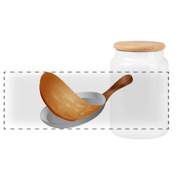 tourner les crêpes dorées dans la poêle - Boîte à biscuits avec couvercle en bois - blanc - Devant
