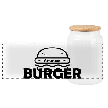 team burger - Boîte à biscuits avec couvercle en bois - blanc - Devant