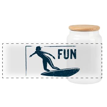 SURFER FUN - Panoramic Cookie Jar with Wooden Lid - white - Front