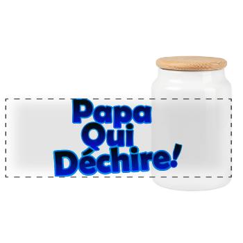 Papa qui dechire - Boîte à biscuits avec couvercle en bois - blanc - Devant