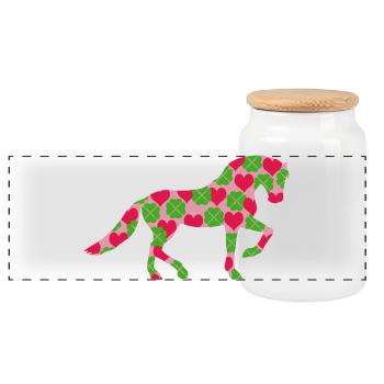 Horse luck - Panoramic Cookie Jar with Wooden Lid - white - Front