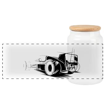 Icône d’illustration de formule Icône de logo de course automobile - Boîte à biscuits avec couvercle en bois - blanc - Devant
