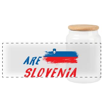 Wir sind Slowenien - Panorama Keksdose mit Holzdeckel - Weiß - Vorne